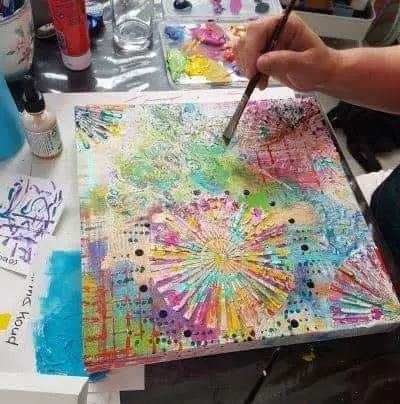 Mixed media schilderij deelnemer