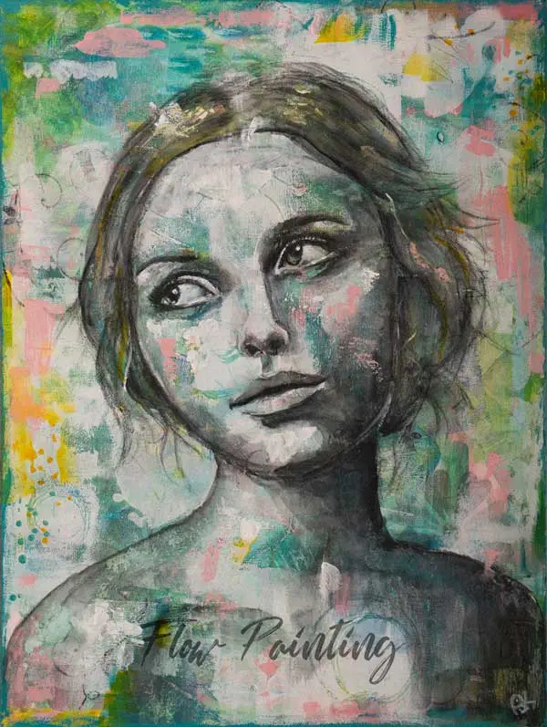 I Am - Mixed media portret schilderij - Ariska Keldermann-Simons