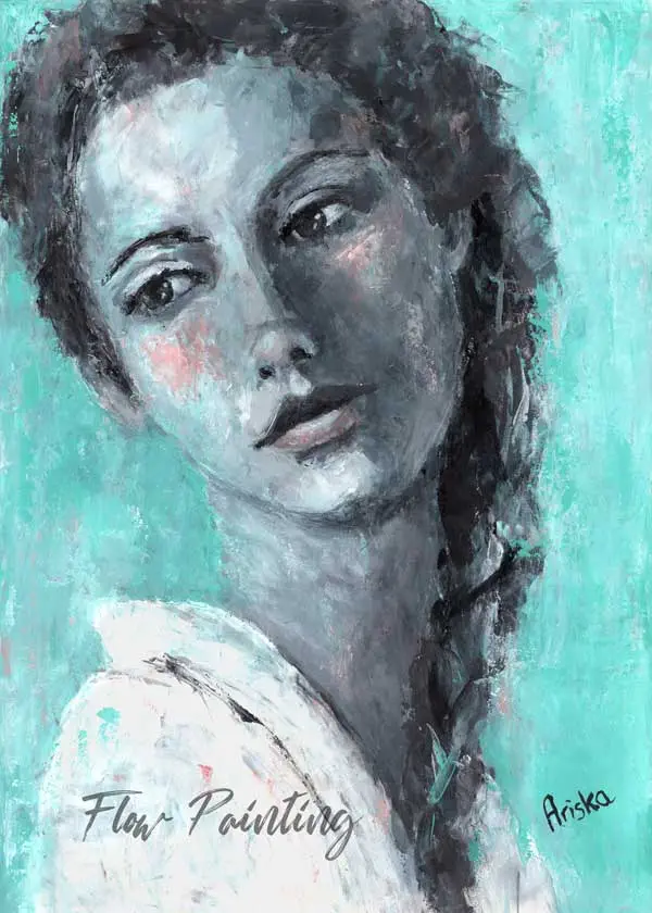 Joanne - Mixed media portret schilderij - Ariska Keldermann-Simons