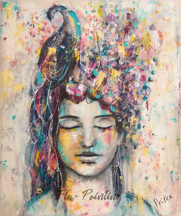 Magical Memories - Mixed media portret schilderij - Ariska Keldermann-Simons