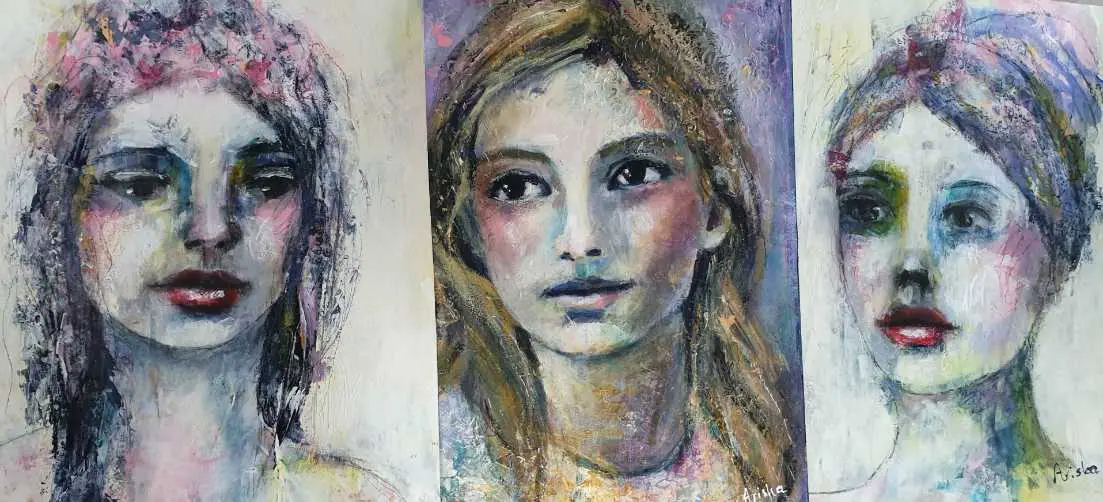 Mixed media portretten - Ariska Keldermann-Simons